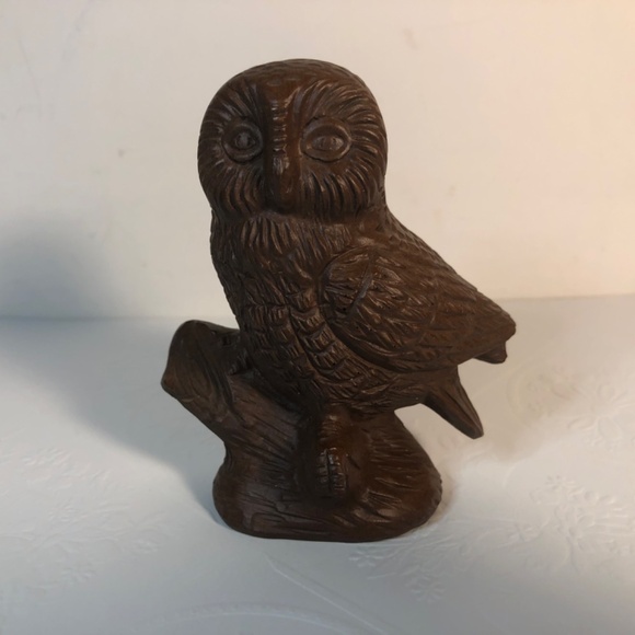Vtg Red Mill Brown Owl 4" Figurine USA Crushed Pecan Shells Composite 1987 - Picture 2 of 7